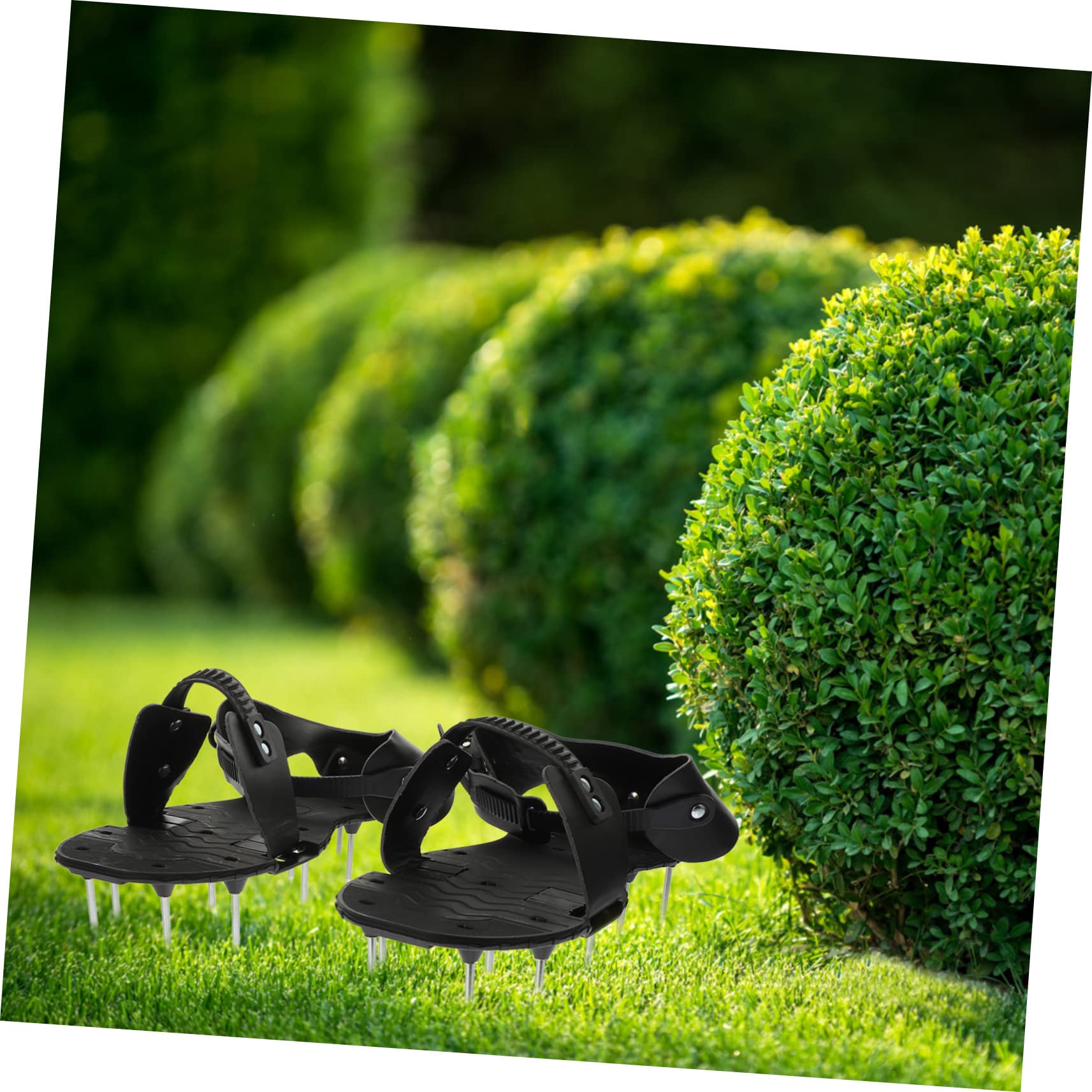 Didiseaon Zapatos Aireadores de Césped para Mejorar la Salud del Césped de PU Púas Ajustables Sandalias Negras para Jardinería en Jardín