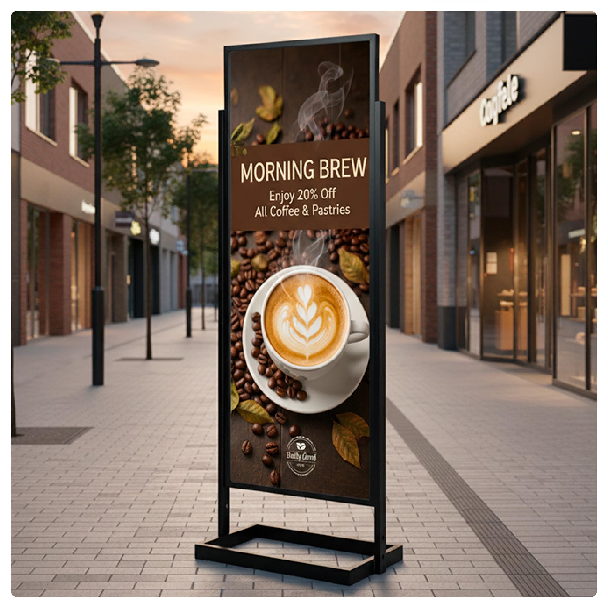 Soporte Publicitario de Acero Negro | Estructura Resistente para Carteles Promocionales | Fácil Montaje y Transporte | Apto para Gráficas 505x1400mm