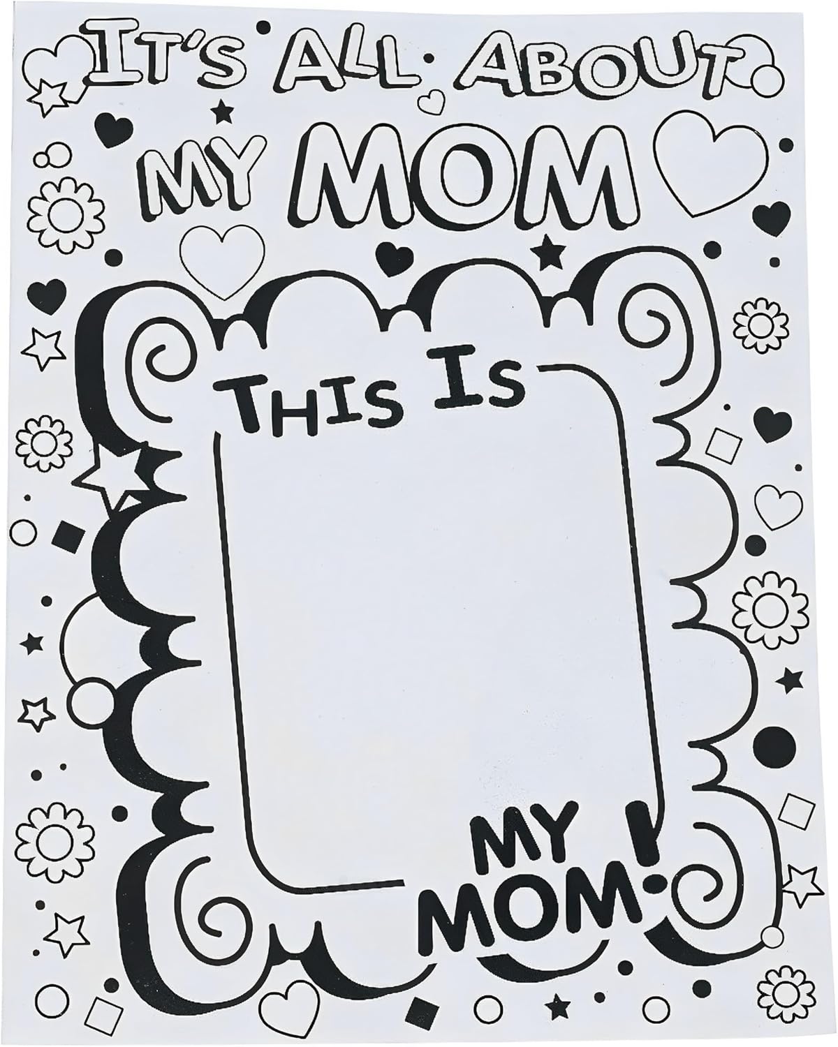 Large Mother's Day Card, Color Your Own All About My Mom - Perfect Craft Gift for Kids