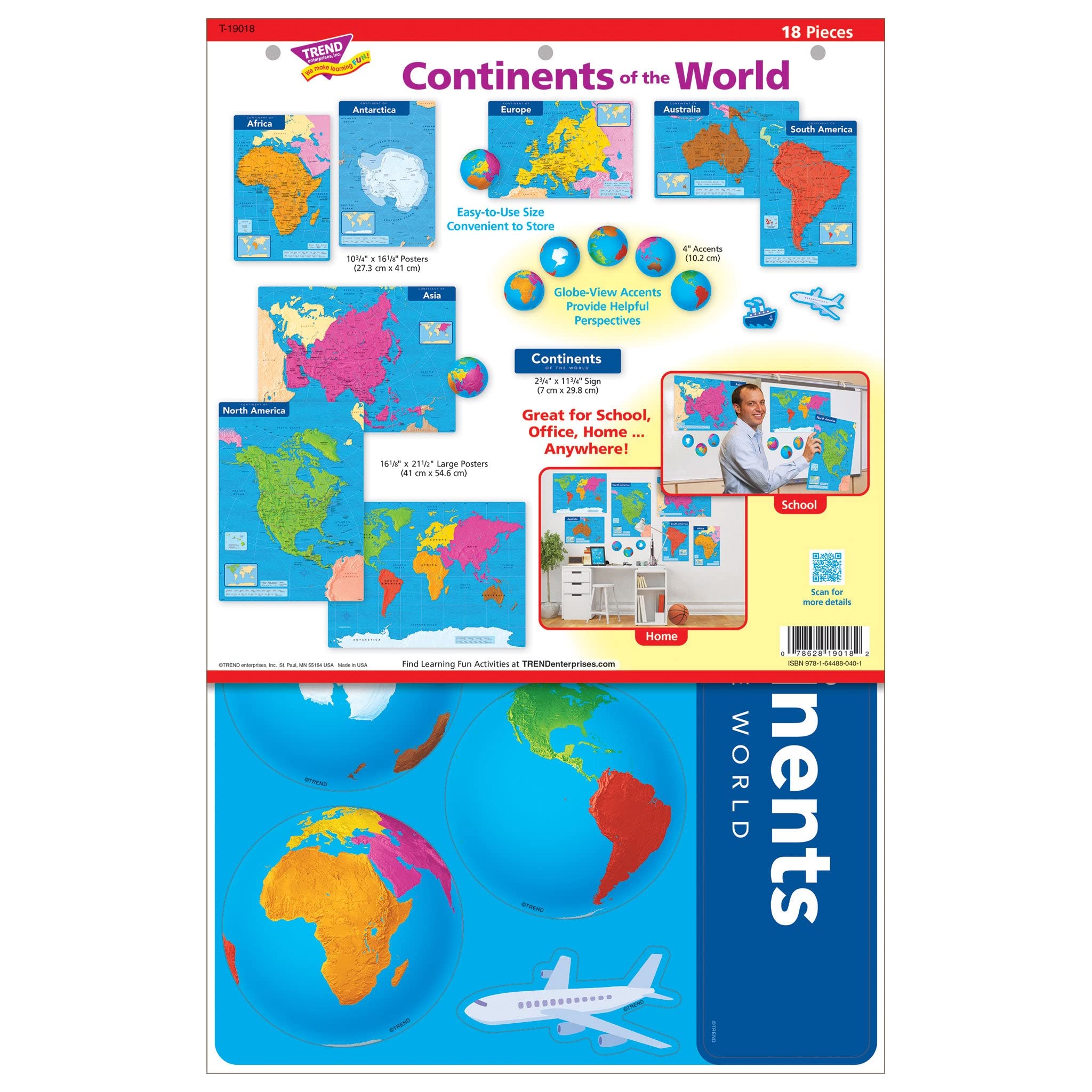 Continents of the World Lernset von TREND, 18-tlg.