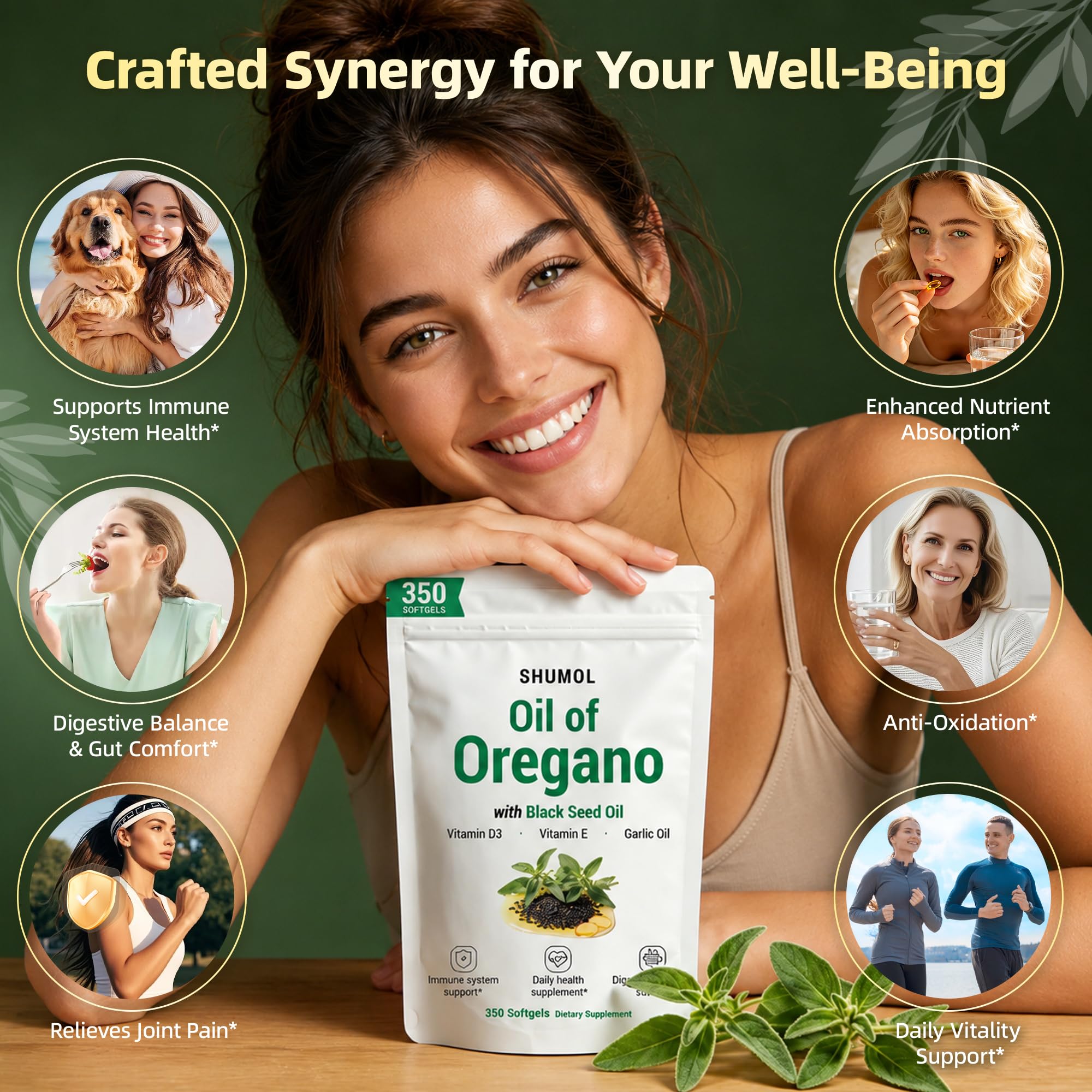 Oil of Oregano with Black Seed Oil, 350 softgels | 5-in-1 Oregano Oil Supplement with Garlic Oil, Vitamin D3 & E | High Carvacrol & Thymoquinone | Immune & Digestive Support | Non-GMO, Gluten-Free — Amazon image 6