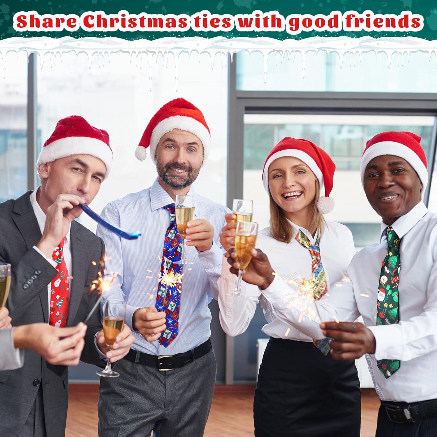 Handepo 18 Pcs One off Christmas Tie for Men Decorative Christmas Necktie Holiday Tie Santa Snowflake Christmas Tree for Boys Women Festival Christmas Party Xmas Costume