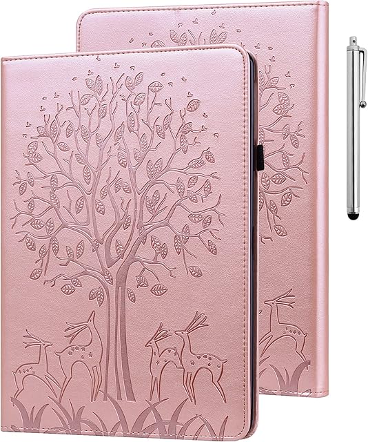 GLANDOTU Case for Samsung Galaxy Tab S6 Lite (SM-P610/SM-P615) (Auto Sleep/Wake), Elastic Strap Pen Holder Fold Stand Function Cover, Folio Flip PU Leather Tablet Cases (free Stylus pen) - Rose