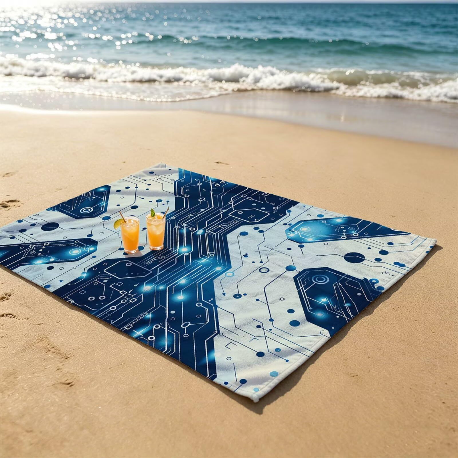Simple Toalla Playa 160x220 Resistente a la Arena Secado rápido, Toalla Playa Grande 220 x 160cm Suave Cómodo como Gym Yoga Sauna Toallas Baño Grandes Travel Essentials Tarjeta de circuitos XTLS-4933
