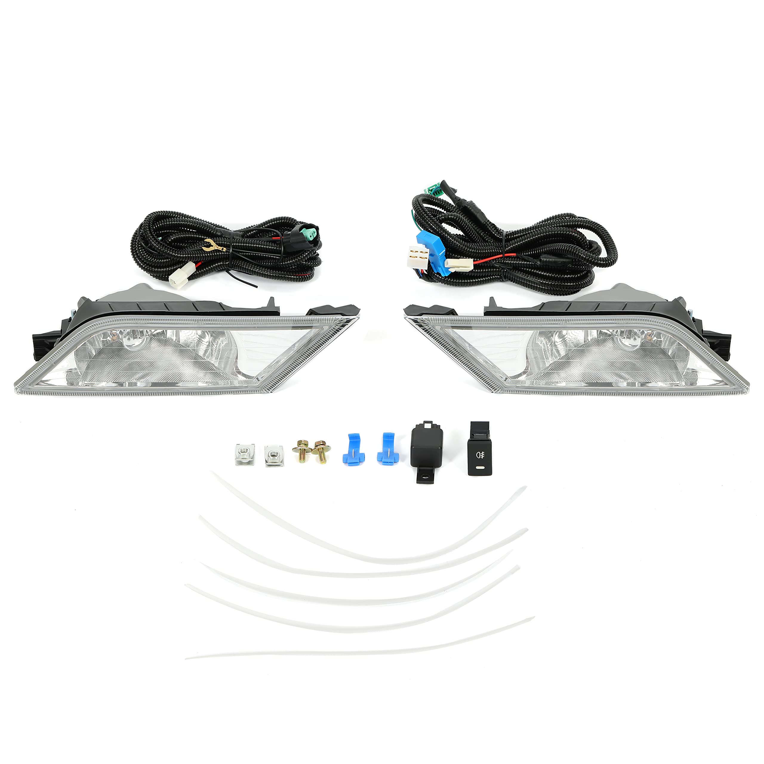 KUAFU Fog Light Compatible with 2011-2013 Honda Odyssey Bumper Driving Fog Lamps W/Bulbs & Wiring Harness & Switch Kit Replacement for HO2593129 HO2592129 Driver & Passenger Side - Clear Lens