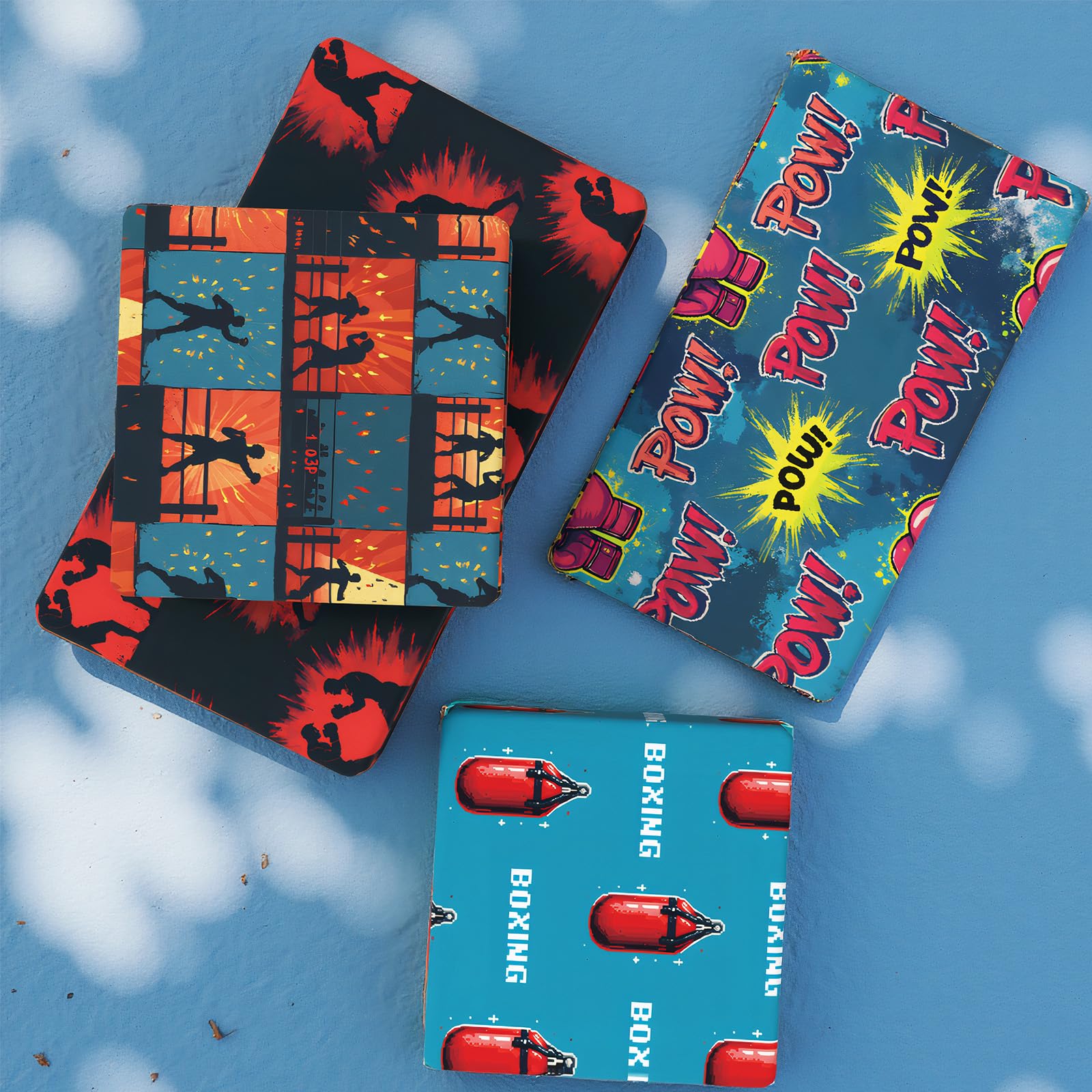 Pineraap Boxing Wrapping Paper 12 Sheets Punching Bag Designs Gift Wrap Gaming Gift Wrapping Paper for Boxing Fans, Boxers, Fighters, Coaches, 20"×28"