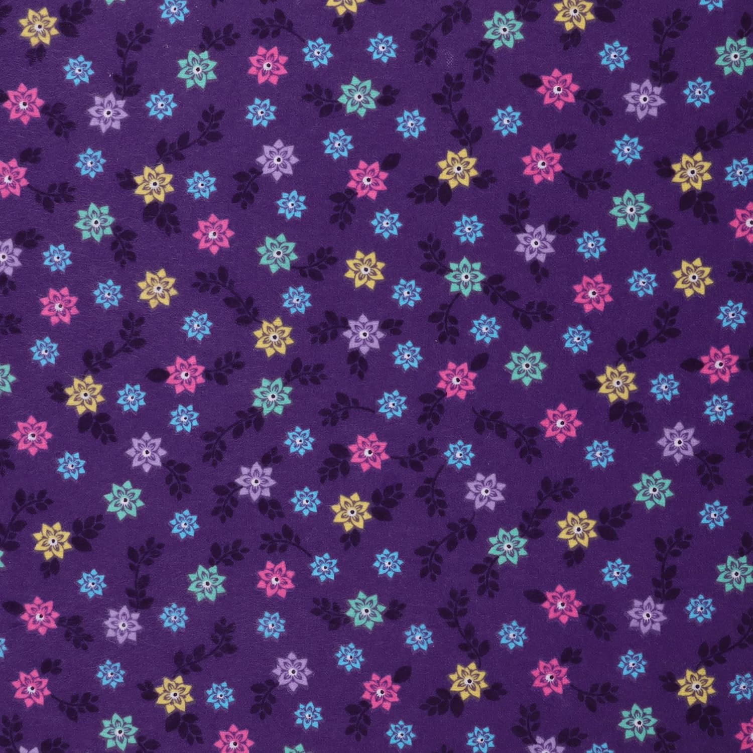 Mook Fabrics Flannel PRT Daisies, Deep Purple Cut by The Yard