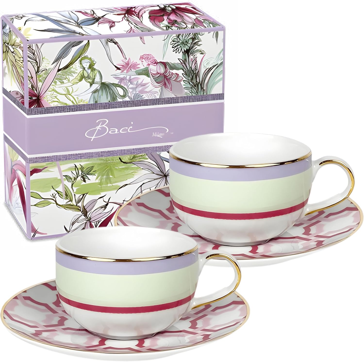 SET 2 COFFEE CUPS WITH PORCELAIN DISHER - FLORENCE- BACI MILANO - SCOF.FIR01