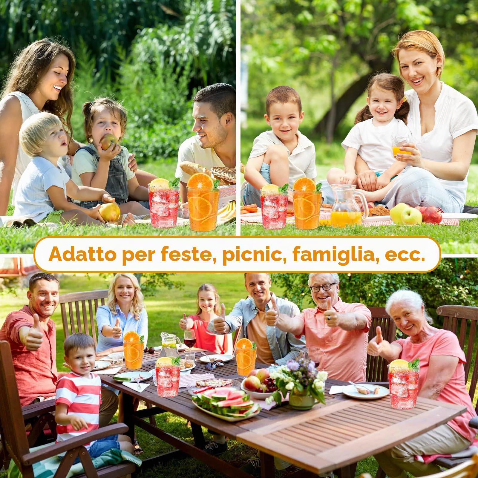Confezione da 60 bicchieri di 'plastica', 300 ml, in plastica rigida, riutilizzabili, bicchieri da cocktail per beer e bevande, feste, compleanni, matrimoni, Natale, argentati