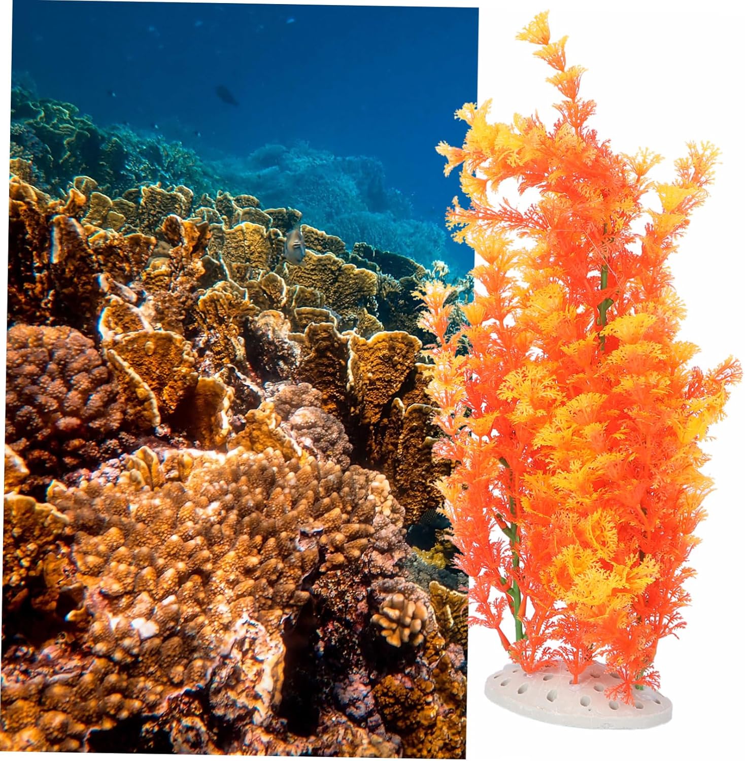 DOITOOL 3pcs Vivid Simulated Aquatic Plant Decor for Aquarium Landscape Realistic Plastic Water Plant Ornament and Easy Care for Fish Tank Decoration