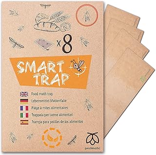 Pestmatic Smart Food Moth Trap x8, Pantry Monitoring Moth Traps for the Kitchen, Pheromone Indian Meal Moth Catcher, Anti-Moth Sticky Adhesive Board, Alternative for Moth Killer and Moth Repellent