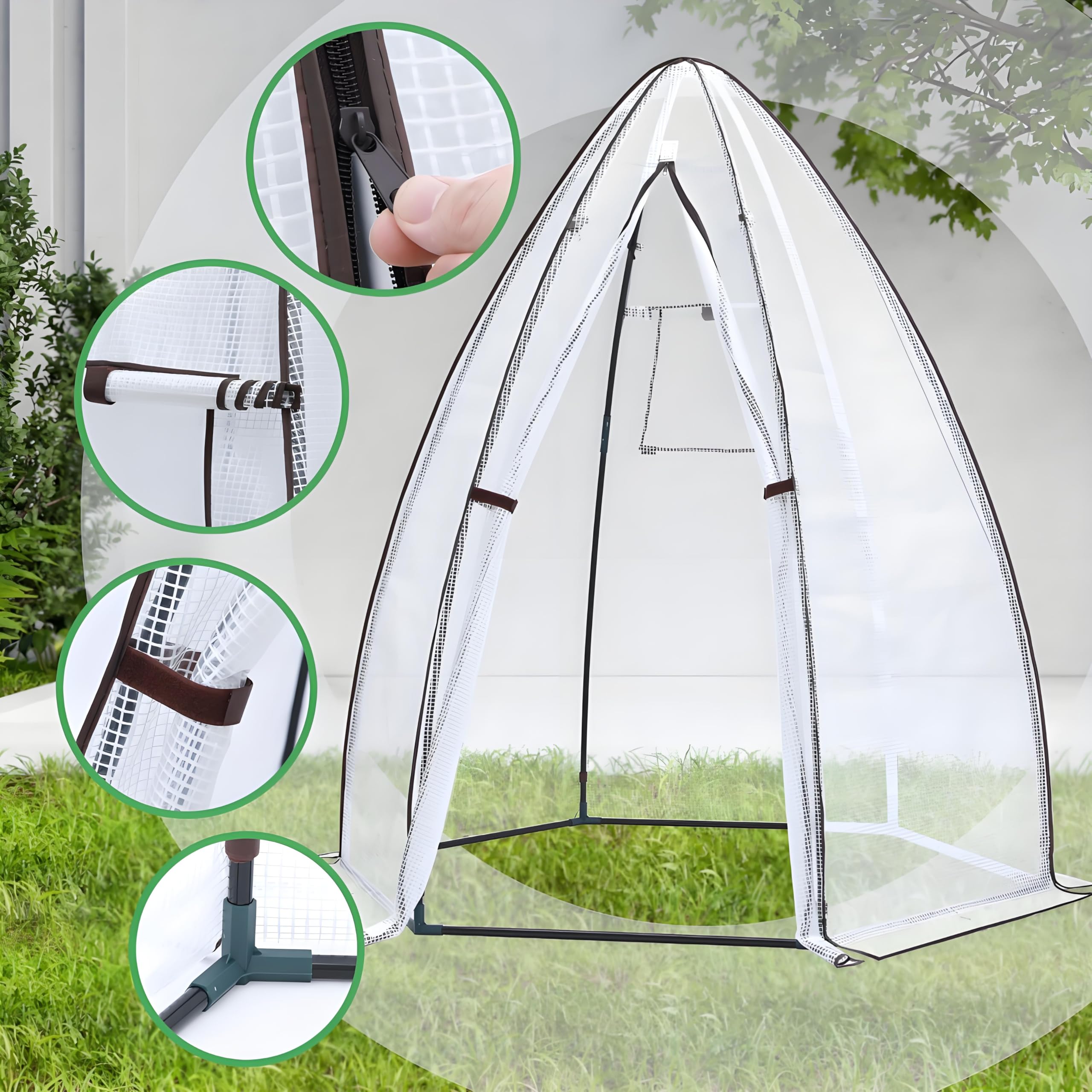 Ohuhu gewächshaus Foliengewächshaus, PE Halbtransparente Tomatengewächshaus 160x180 cm für Pflanzen Wetterfest Mehrzwecktreibhaus Pflanzenhaus Weiß