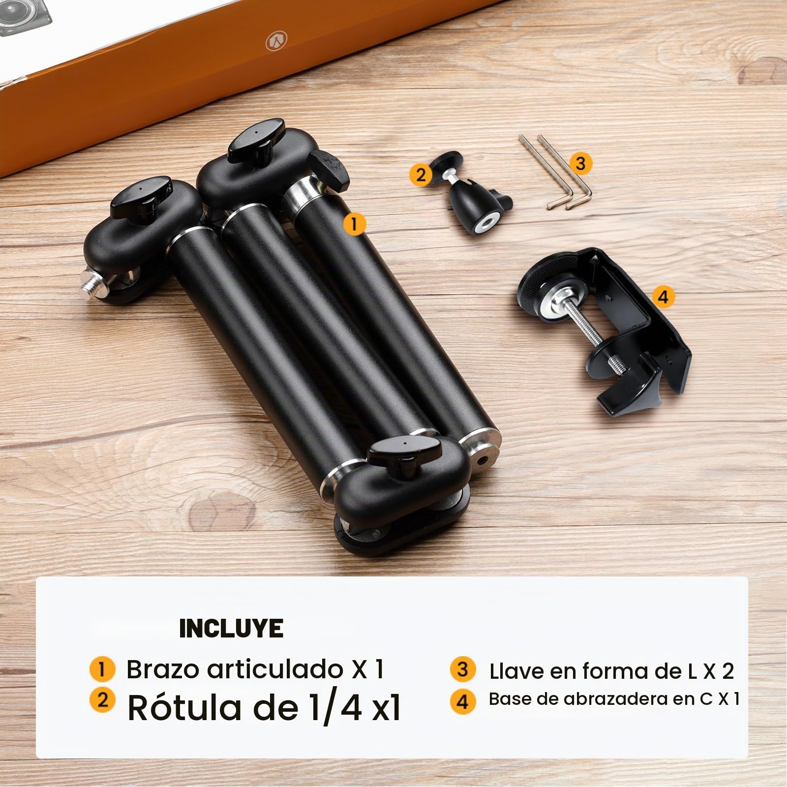TARION Cámara Brazo articulado Soporte Abrazadera de Mesa trípode trípode de Mesa Ajustable con Adaptador de Tornillo de 3/8"a 1/4" (M)