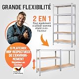 Monzana® 2x 5 Tier Heavy Duty Garage Shelving Unit 180x90x40cm Shed Racking Galvanised Steel Metal Shelving Units Storage Shelves Warehouse Shed Rack Workshop bench Shelf Unit Garage Storage Silver - 5