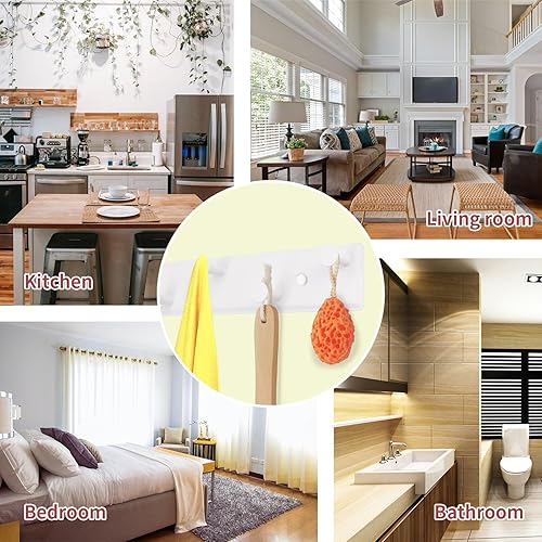 Miniatura 3 de AJLTPA Perchero de pared, perchero de pared blanco atornillado, ganchos de puerta de metal para colgar sombreros, toallas, ropa con 7 rieles