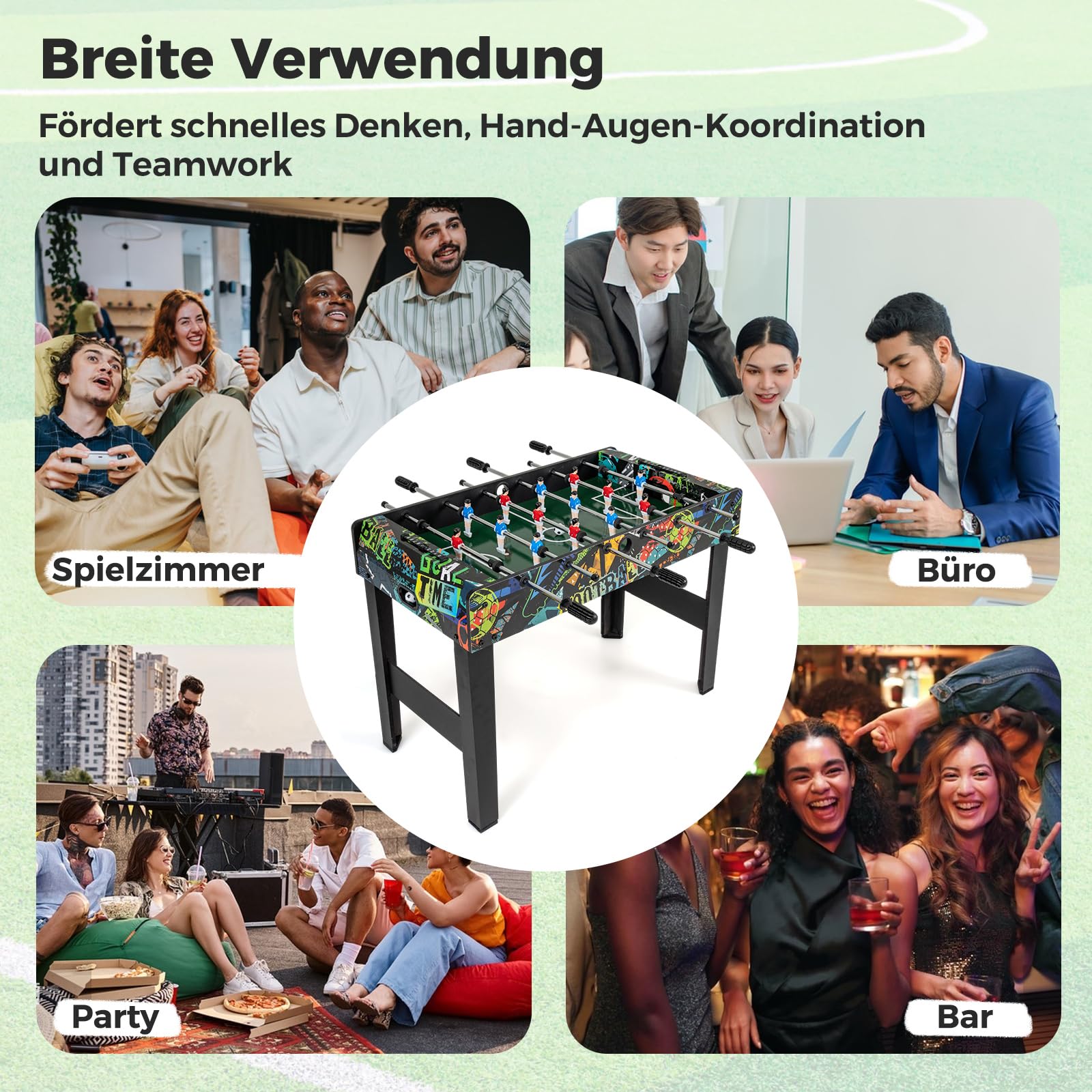 COSTWAY 2 in 1 Tischkicker mit abnehmbarer Tischplatte, Kickertisch mit 2 Bällen, 14 Spieler & Anzeigetafel, Tischfussball für Kinder & Erwachsene, Tischfußball für Zuhause, Büro & Bar, 86 x 51 x 69cm