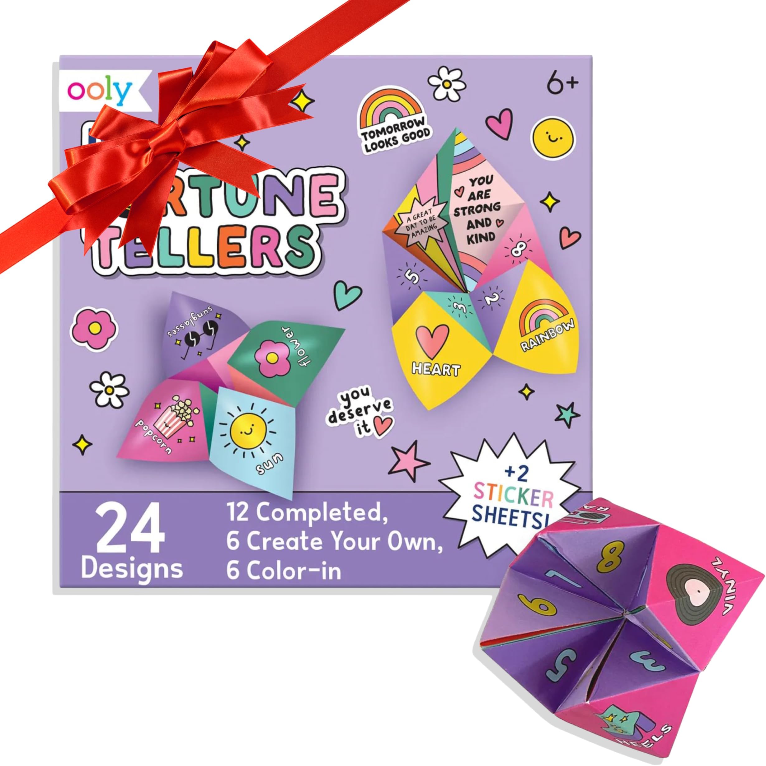 Ooly DIY Paper Kit, Spring and Easter Activities for Kids, 24 Designs and Diviner Stickers, Kit Includes 12 Complete Fortune Tellers, 6 Blank and 6 Foldable Colors