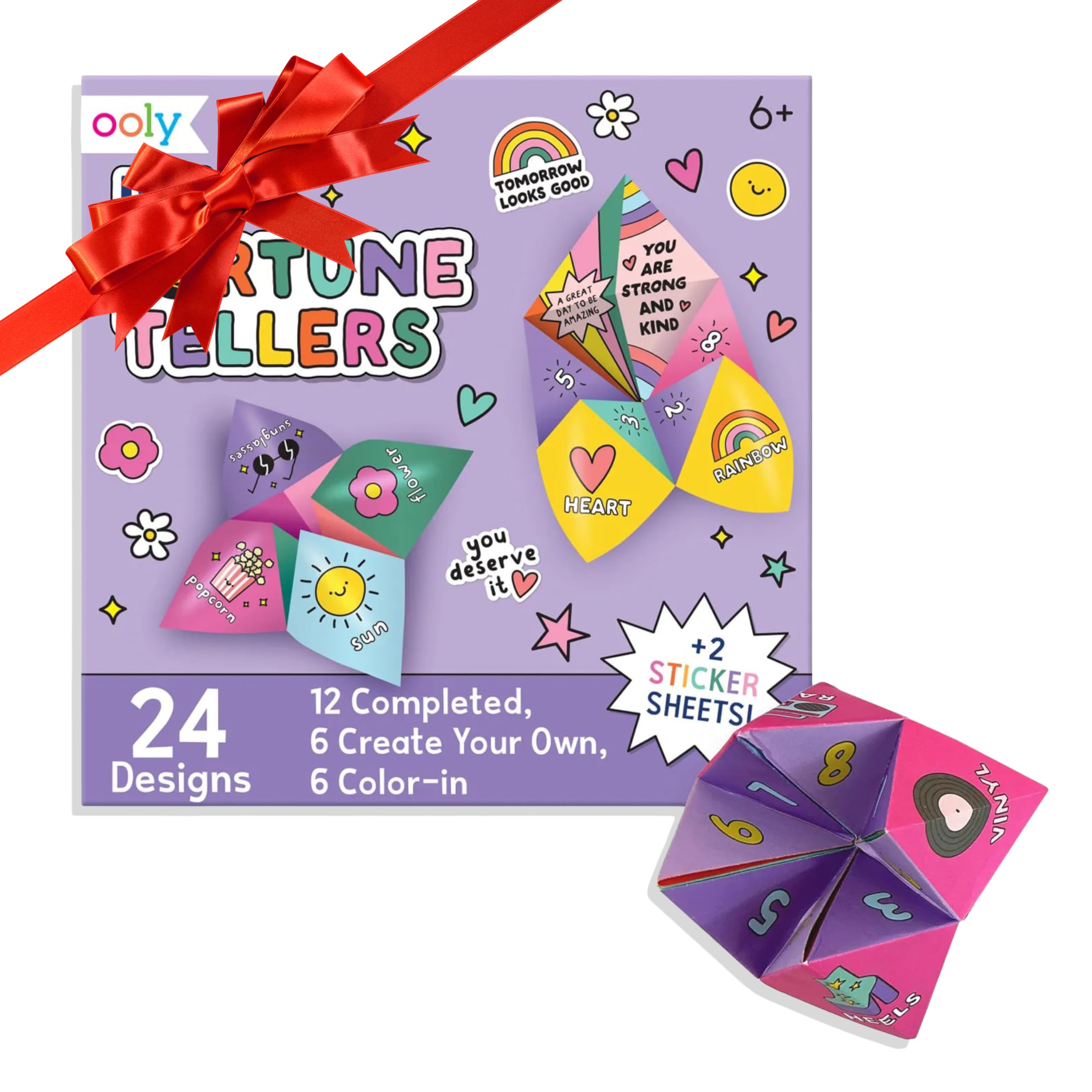 Ooly DIY Paper Kit, Spring and Easter Activities for Kids, 24 Designs and Diviner Stickers, Kit Includes 12 Complete Fortune Tellers, 6 Blank and 6 Foldable Colors