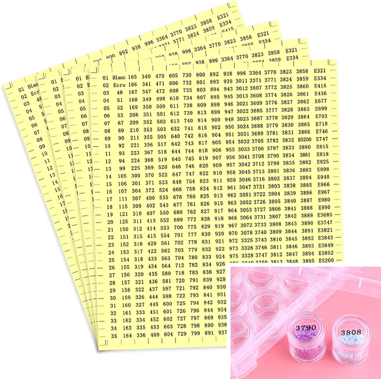 4 Pack-Color Number Stickers, 517 Labels Self-Adhesive Waterproof Particular Design for Diamond Painting Accessory Storage Box Painting with Diamonds Kits for Adults and Kids
