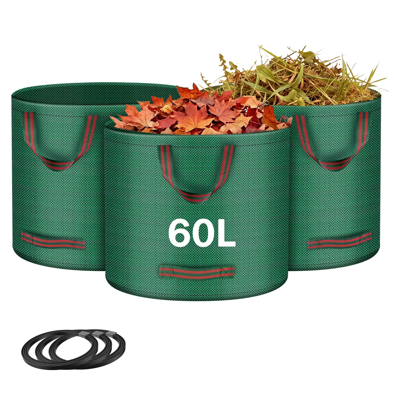 ANOMM 3 Pack 60 L Garden Waste Bags, Reusable Garden Sacks with Handles — image 1