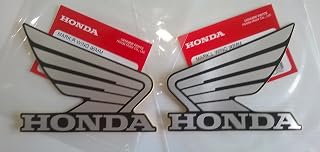 Honda 86202-KYJ-E20ZE / 86201-KYJ-E20ZE - Honda Wings Fuel Tank Gas Tank Stickers Decals 2 X 90MM Silver/Black Left & Right Genuine