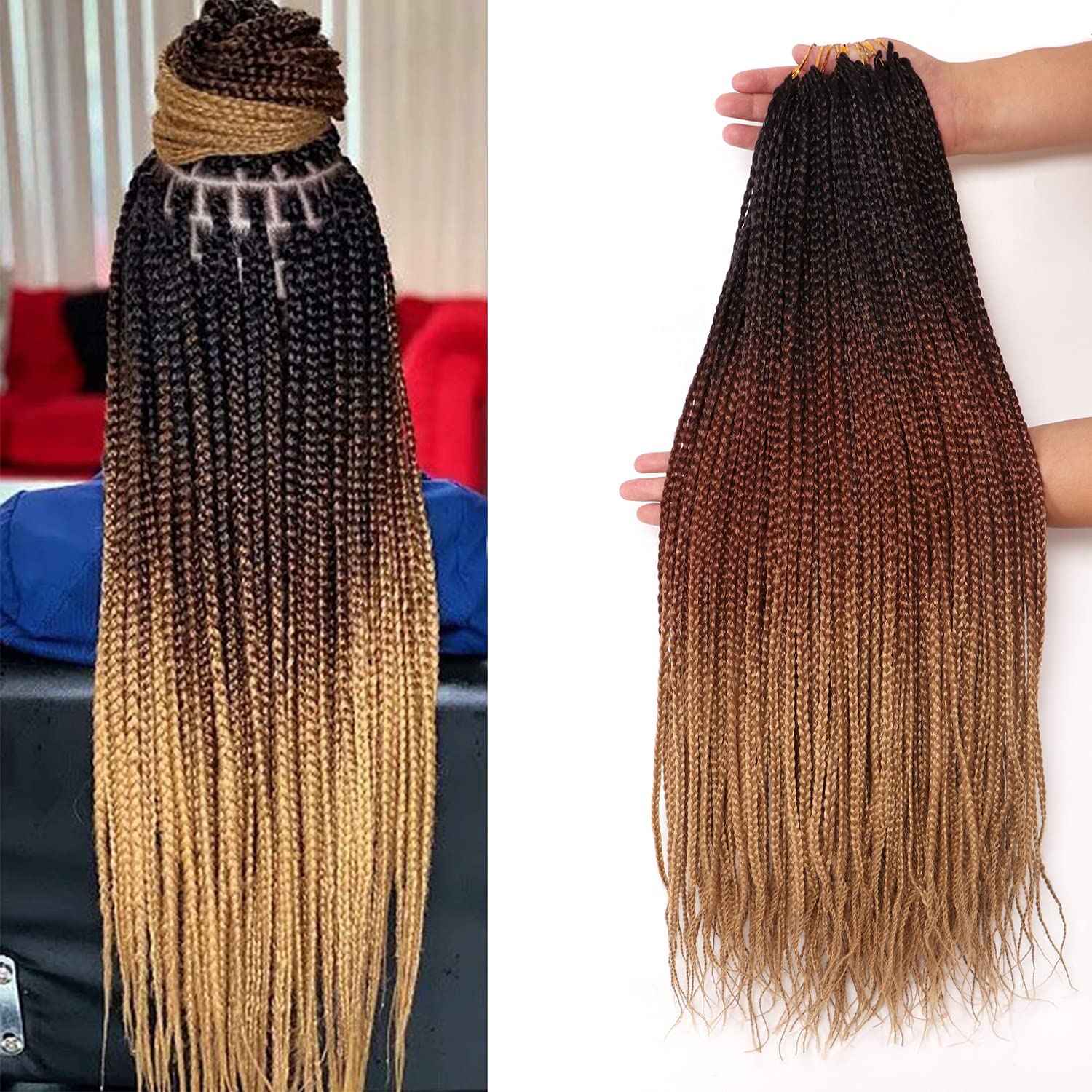 7 confezioni all'uncinetto Braids Meches extension capelli naturali per trecce africane parrucca nera parrucca donna naturale treccia africana donna (55,88 cm(confezione da 7), #1B-27-30)