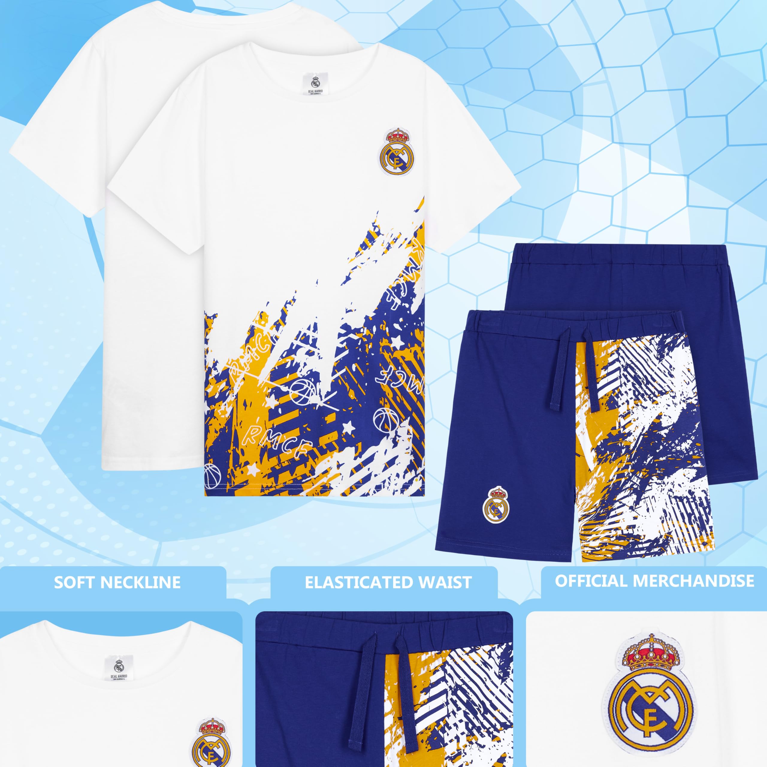 Get Trend Pyjama Garcon Ensembles de Pyjama Enfant et Ado Court Football Été Vêtement de Nuit Tenue de Détente Cadeau Foot