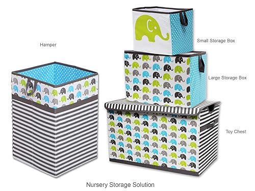 Miniatura 8 de Bacati - Bolso pequeño de almacenamiento Elefantes AquaLimaGris 10 X 10 X 10 pulgadas