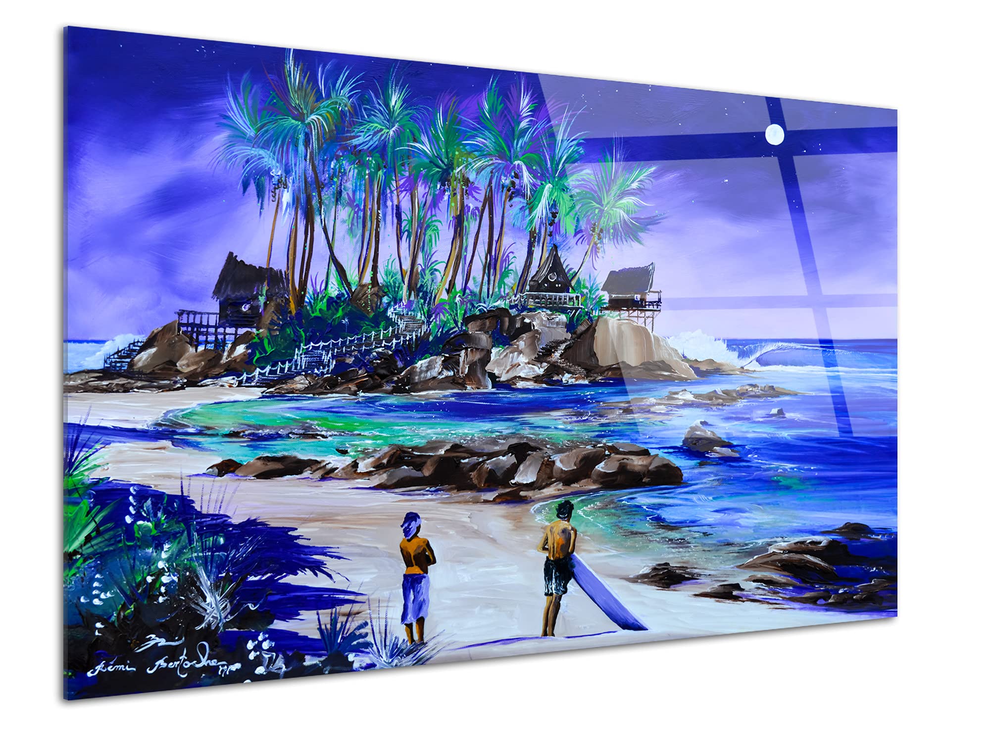 DECLINA Reproduction Painting on Plexiglas Lady Full Moon Acrylic Glass Picture Print on Plexiglas, 120 x 80 cm