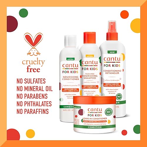 Miniatura 7 de Cantu Care for Kids - Juego de régimen de cuidado del cabello con champú de gran tamaño + acondicionador + desenredante + acondicionador sin
