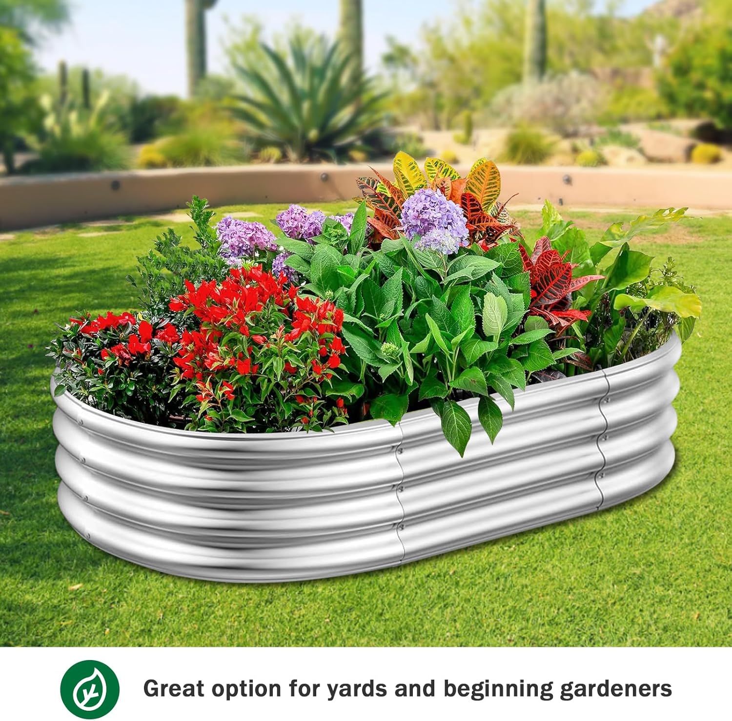 2Pcs 3x2x1FT Raised Garden Beds Outdoor Kit, Galvanized Oval Planter Box, Metal Bottomless Elevated Garden Boxes Set for Planting Vegetables, Fruits, Flowers