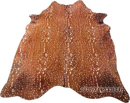 Cowhide Area Rug - Axis Deer Printed Light Cowhide Rug Approx 7X6 feet or 213X183cm