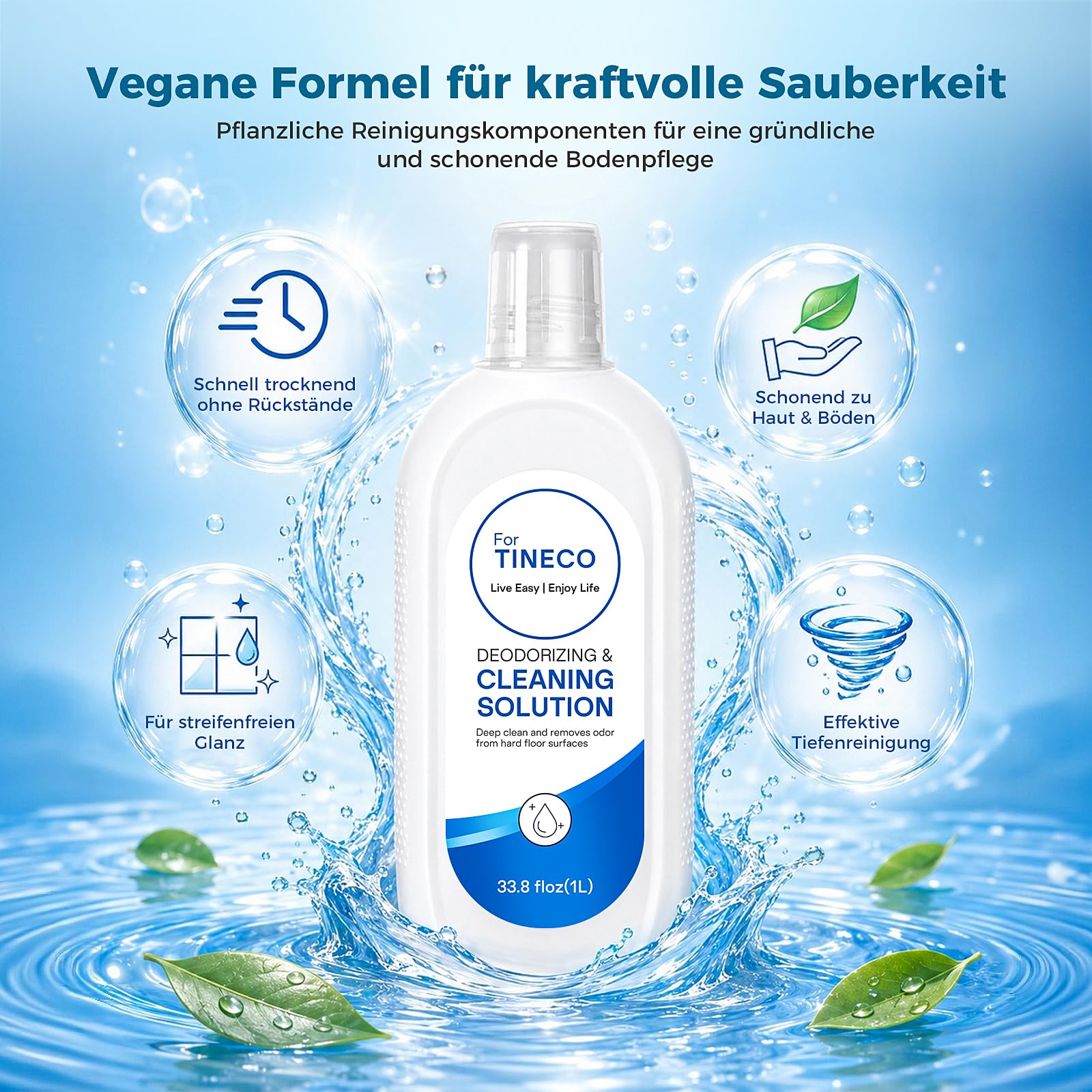 Tineco Multi-Surface środek czyszczący 2 x 1 l, roztwór czyszczący do odkurzacza Tineco na mokro i sucho i6, Floor One S5/S6/S7, seria S9 Artist & Stretch do wszystkich uszczelnionych twardych podłóg