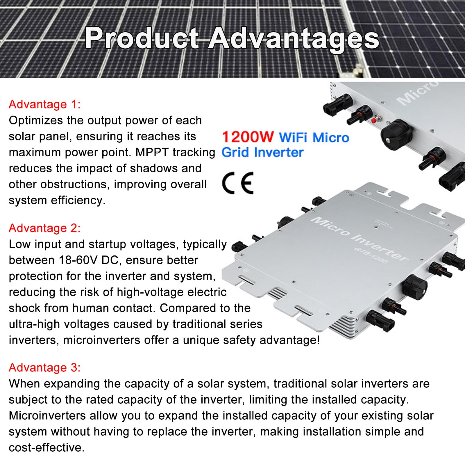 Inversor Solar Mppt De 2000 W, 2400 W Y 2800 W, CC 24 V-60 V A Ca 120/230 V, Conectado A La Red 2000W-Grey