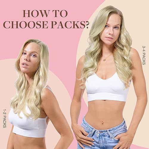 Miniatura 6 de GOO GOO - Extensiones de cabello rubio con cinta adhesiva de 24 pulgadas, balayage, rubio ceniza a rubio dorado y rubio platino, extensiones de