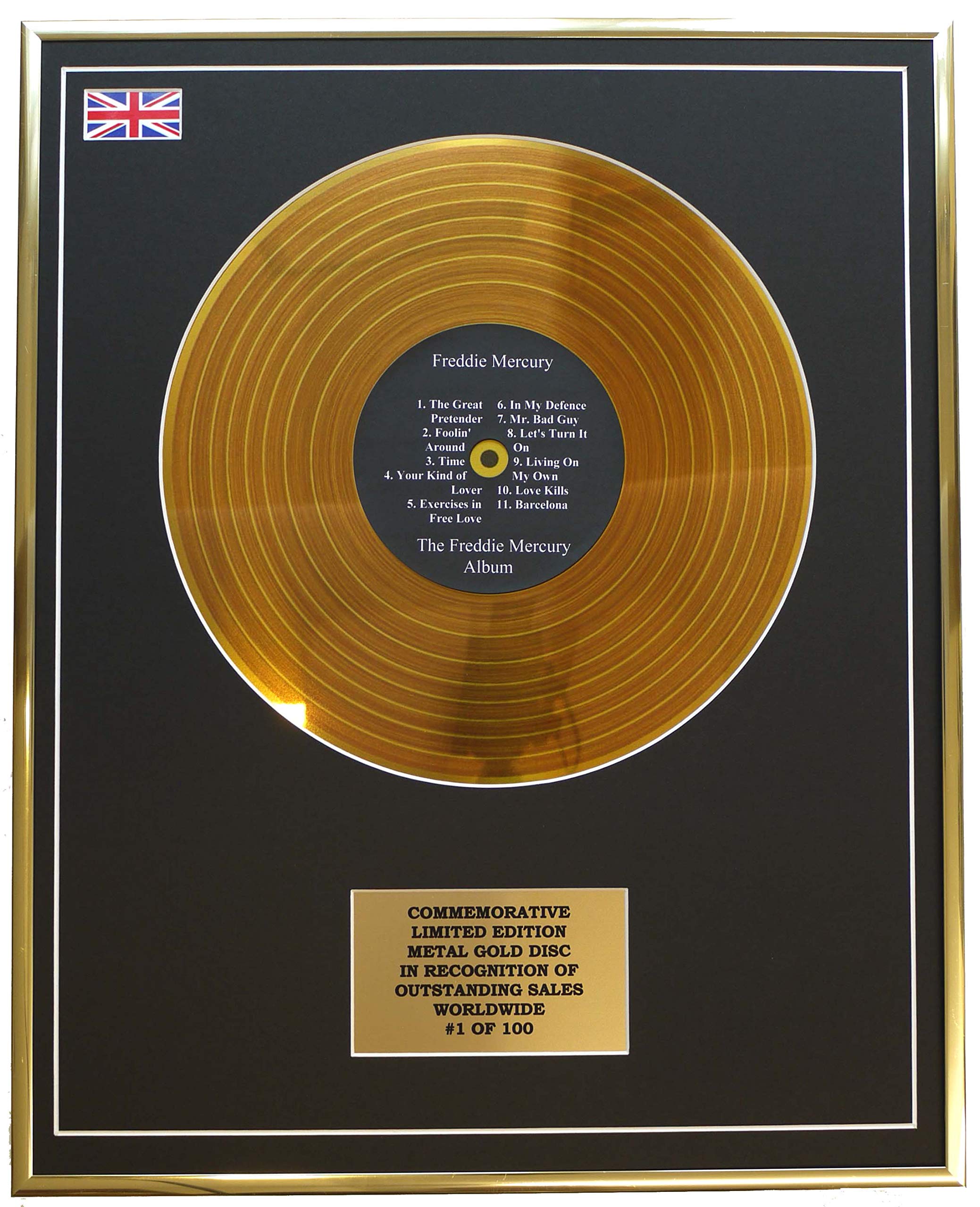 Limited Edition Metal Gold Disc Gold Freddie Mercury - The Freddie Mercury Album Metal Record Display Commemorative Ltd Edition