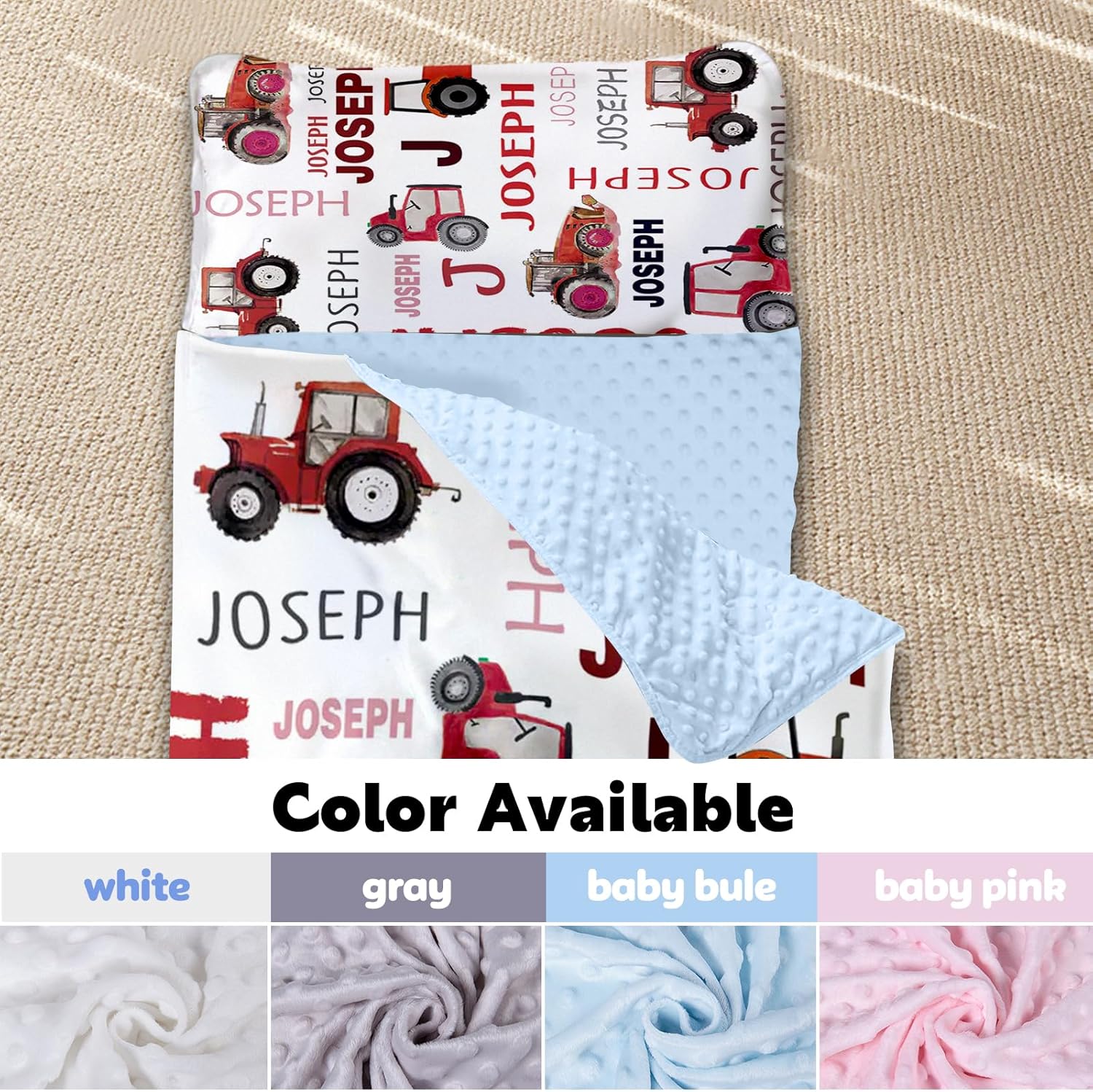 Toddler Nap Mat, Personalized Name Tractor Series Nap Mats for Daycare Preschool Kindergarten Sleeping Bag for Kids Boys Nap Mat with Removable Pillow and Soft Blanket