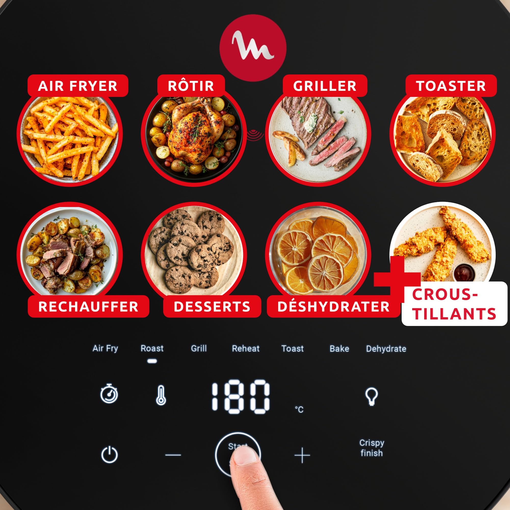 Moulinex Easy Fry Infrared 7L, Air fryer, Technologie infrarouge Exclusive, Plus rapide, Plus homogène, Grande capacité, EZ832HF0, Gris Foncé