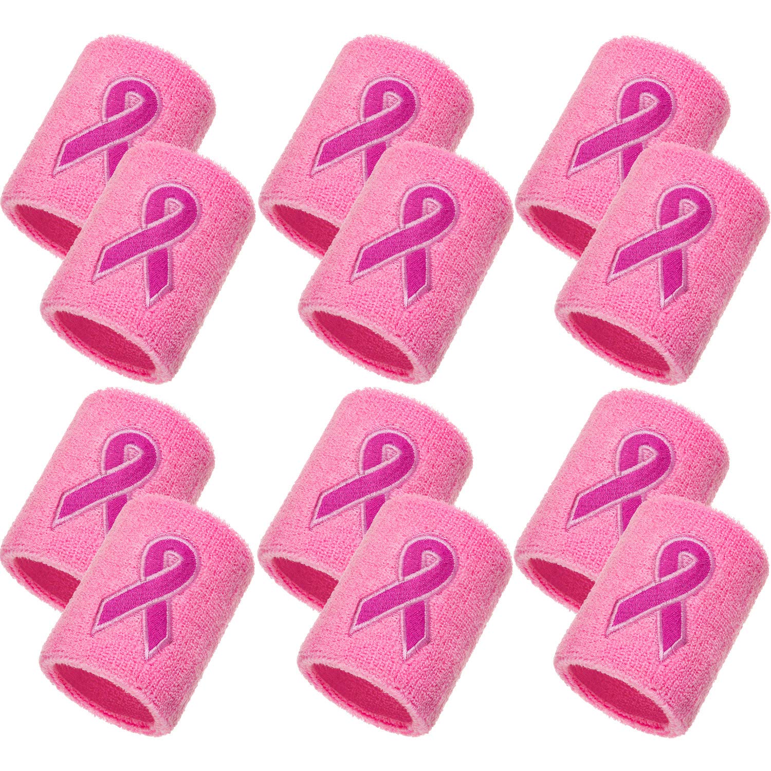 Bememo 12 Pack Breast Cancer Awareness Wristbands Bulk Pink Ribbon