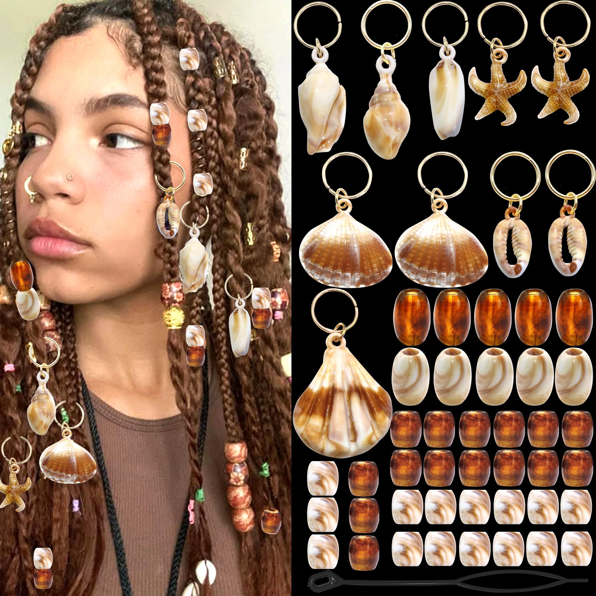 Amazon.com: VENOFEN 50PCS Shell Hair Jewelry for Braids Starfish