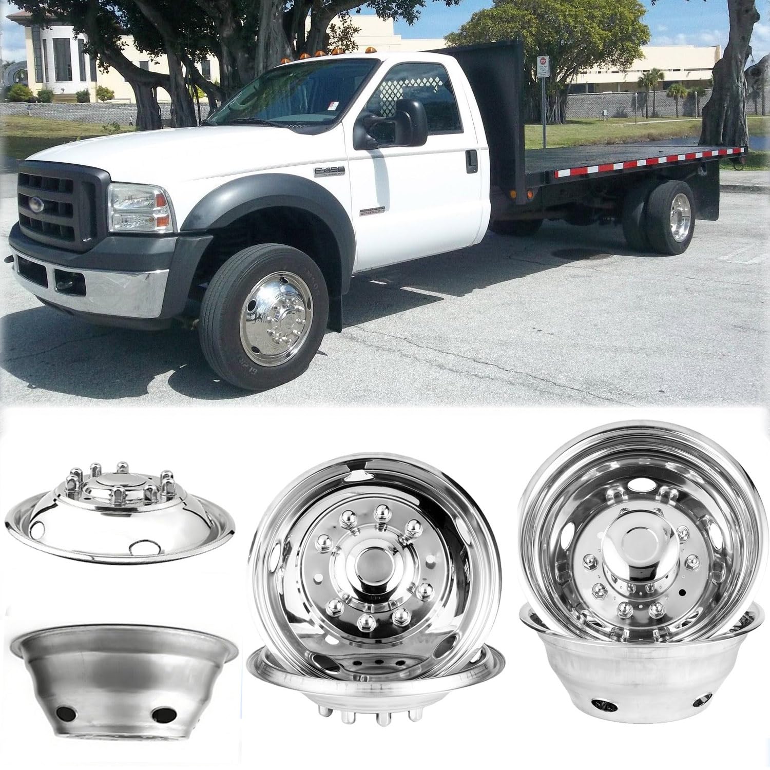 4X 19.5 Bolt On Dually Wheel Simulators Fit for Ford 2005-2025 F450 F550