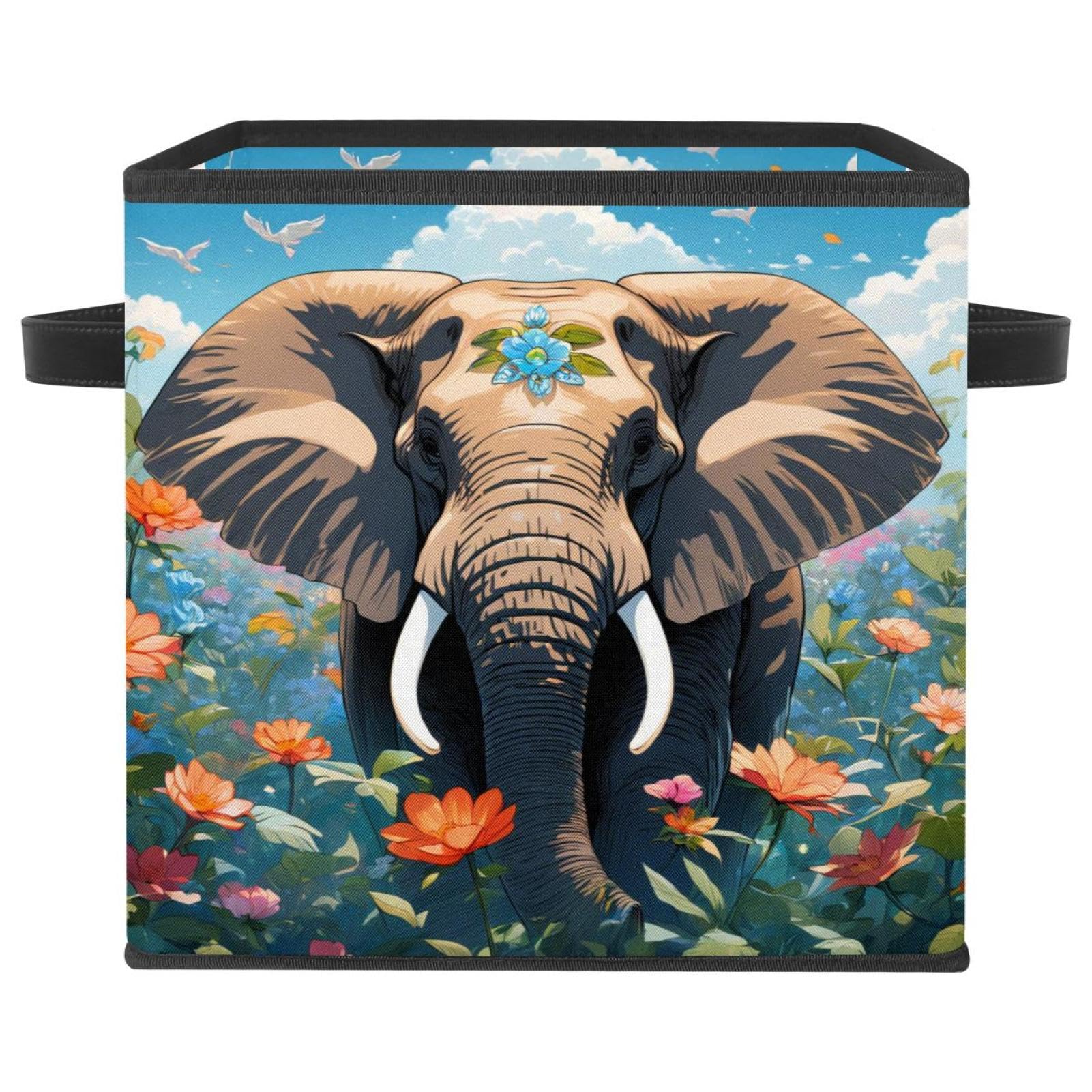 Bac de rangement cubique éléphant pour en finir avec le désordre des jouets