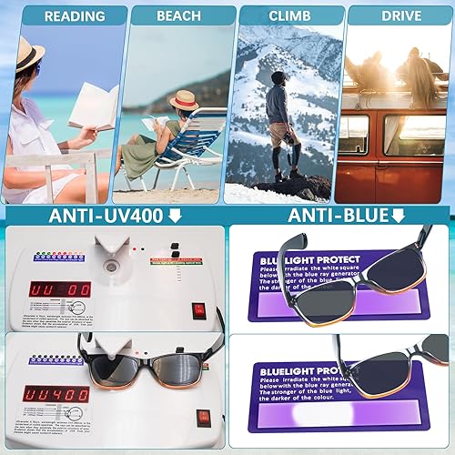 Miniatura 4 de Paquete de 4 lentes de sol de lectura clásicos para mujeres y hombres, bisagra de resorte, lentes de lectura al aire libre con protección UV400