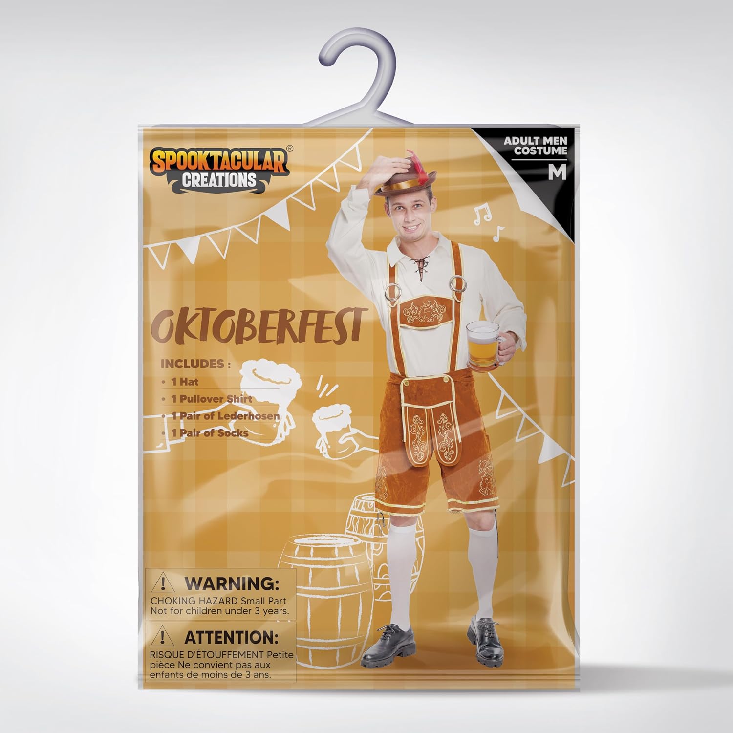 Spooktacular Creations Men’s German Bavarian Oktoberfest Costume Set, Beer Costume Hat for Adults Halloween and Beer Festival
