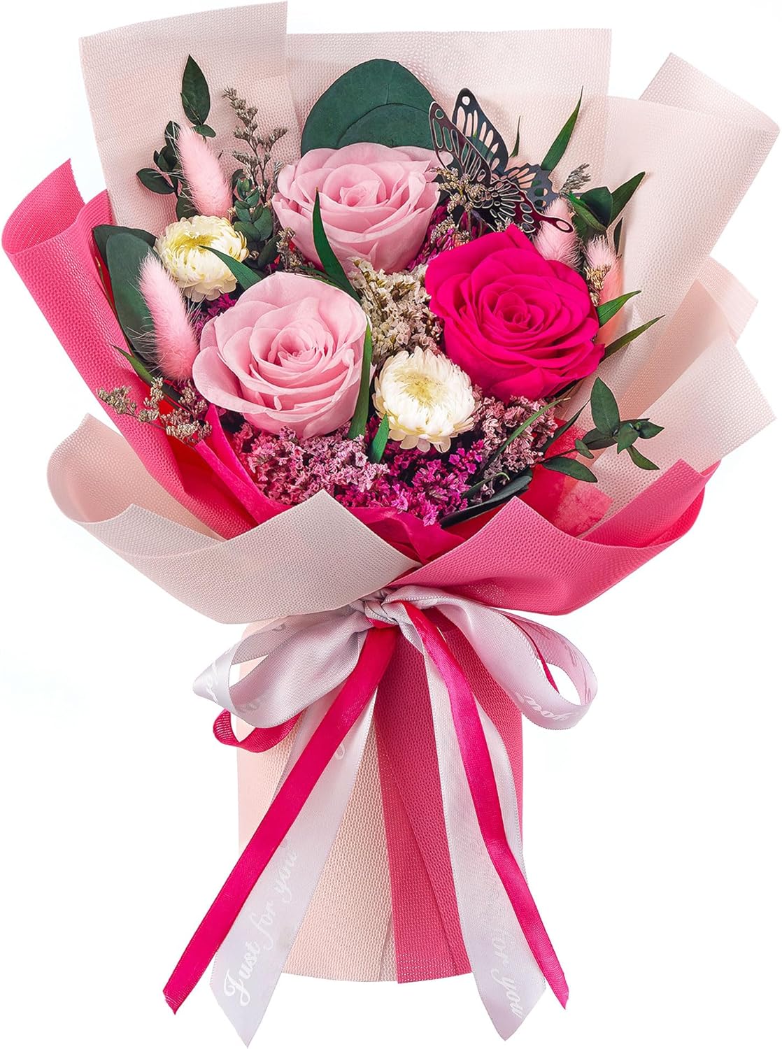 Polylove Flowers for Delivery Prime Forever Flowers Bouquet Preserved Roses Bouquet Flower Gift for Women Wife Mother Day Graduation Birthday (Hot Pink, Small)