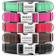 Personalized Dog Collars, Custom Laser Engraved Name & Phone Number | Reflective, Adjustable, Nylon Custom Pet Collar, Neoprene Padded, Quick Release Buckle, for Small Medium Large Dogs