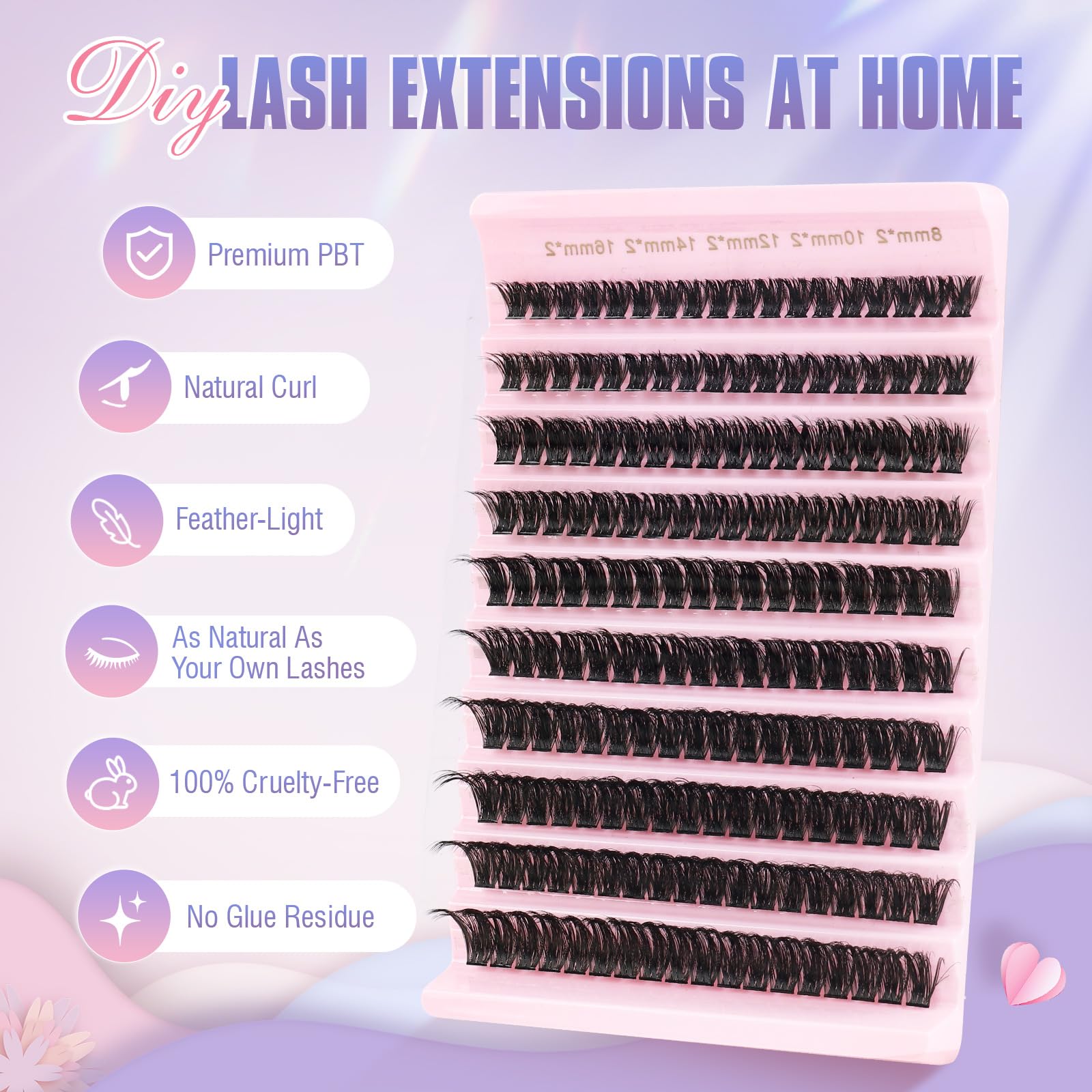 Oreola Individual Eyelash Extension 80D Natural Individual Lashes Cluster Wispy D Curl 0.07 Single Lashes DIY Lashes Extensions 8-16MM Mixed Pack - Image 2
