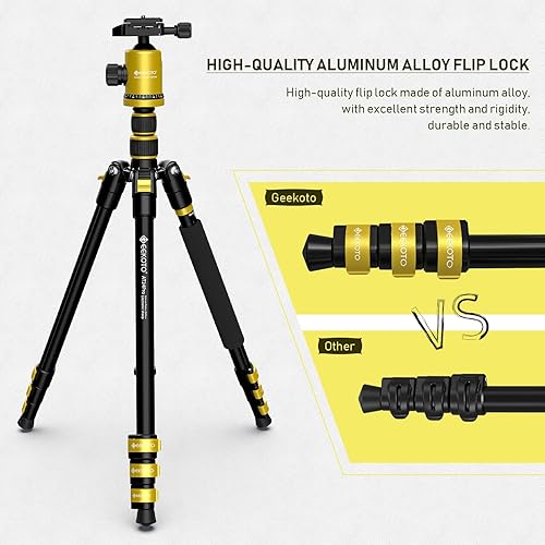 Miniatura 4 de GEEKOTO Trípode de ciencia ficción de 81 pulgadas, cabeza fluida de trípode de video GEEKOTO para cámara digital, trípode de cámara profesional para