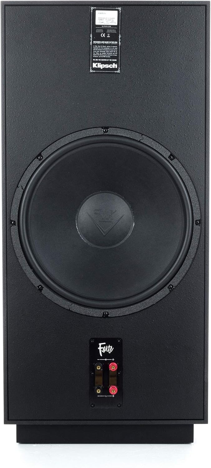 Rear view of Klipsch Forte IV Heritage Floorstanding Speaker, showing the large passive radiator and speaker terminals.