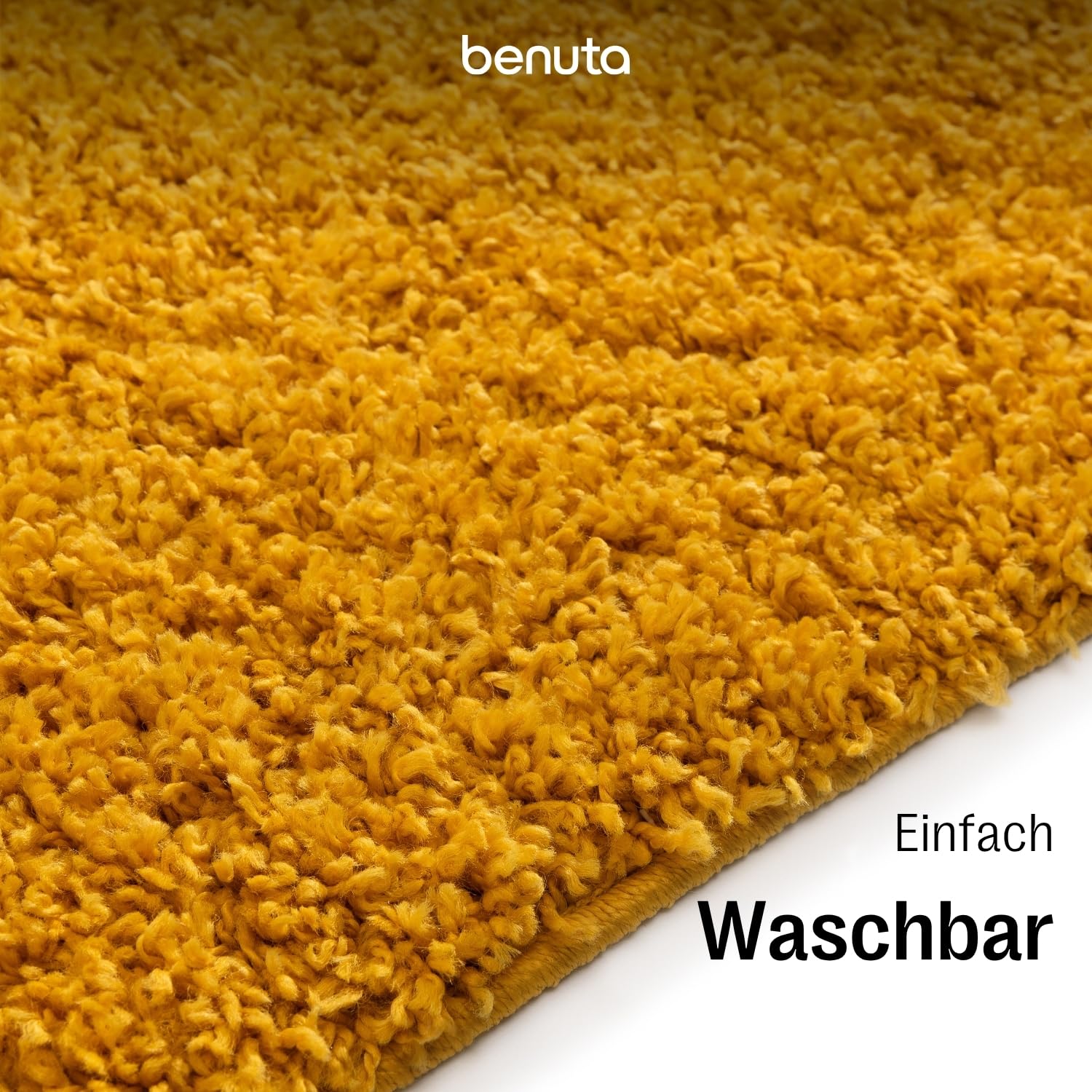 benuta Basic Hochflorteppich Soho - gelb 120x170 cm - Kuschelig Weicher Teppich im Minimalistischen Look - Pflegeleicht - Fußbodenheizung Geeignet